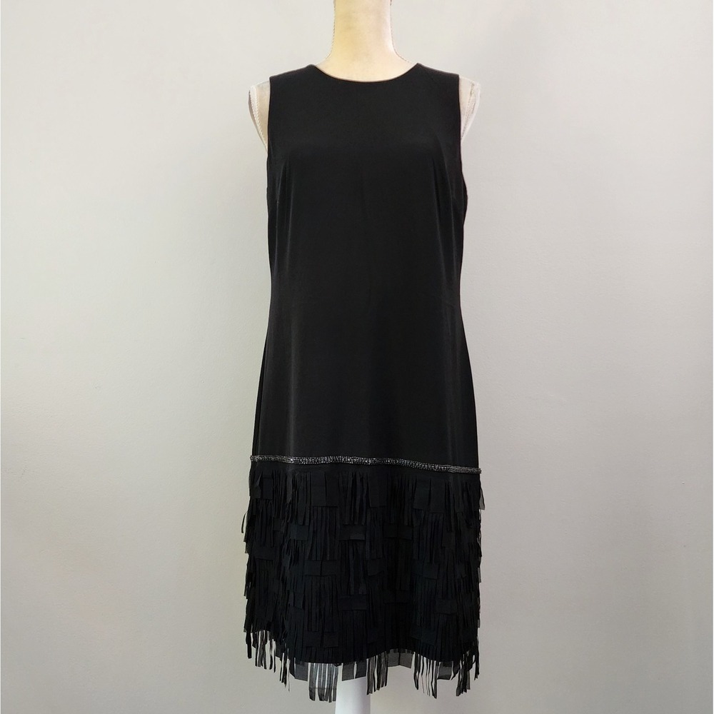 TAHARI ASL Size 8 Sleeveless Flapper-Style Little Black Dress Shift Cocktail